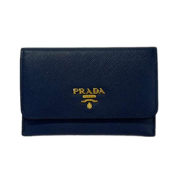 Prada Handbags - Prada Card Case Navy Gold